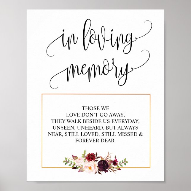 In loving memory Wedding Memorial Table Sign v5 (Front)
