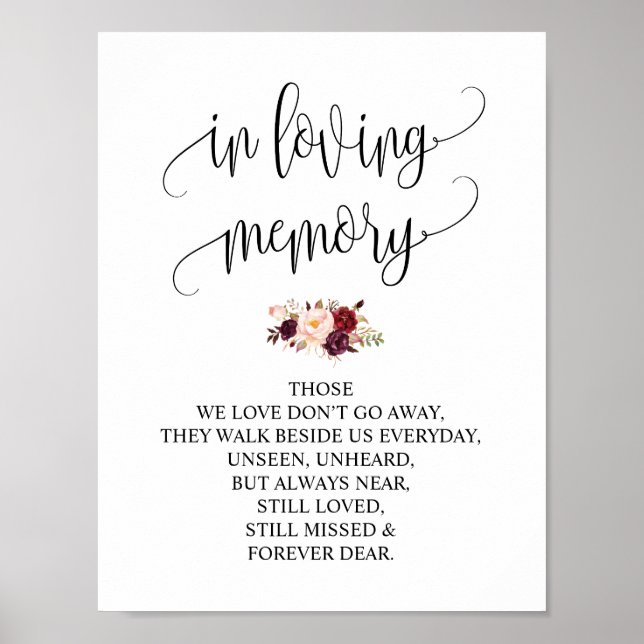 In loving memory Wedding Memorial Table Sign v5 (Front)