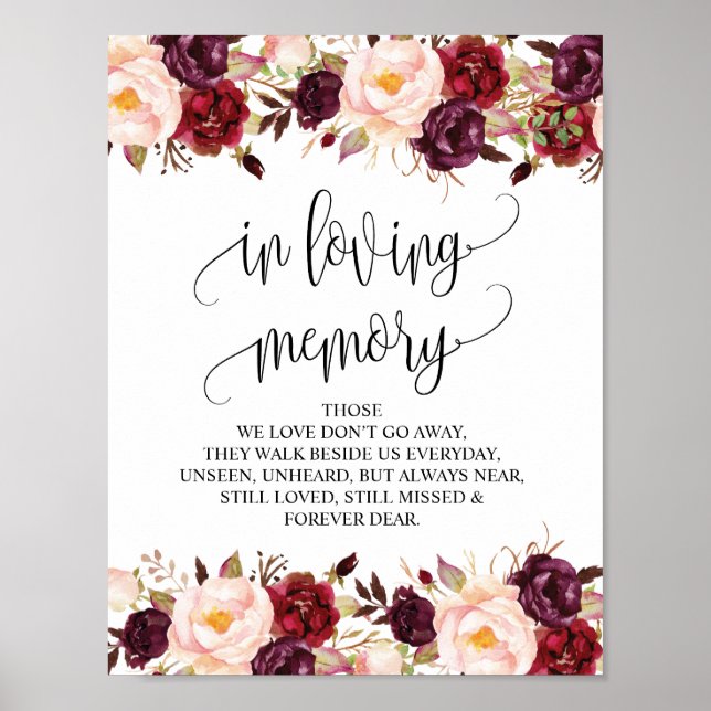 In loving memory Wedding Memorial Table Sign v9 (Front)