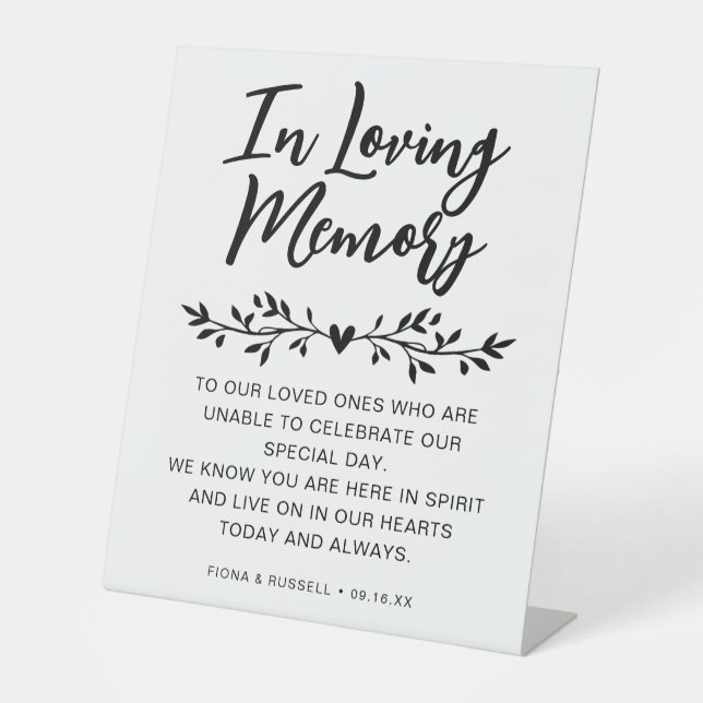 In Loving Memory Wedding Personalised Pedestal Sign (Front)