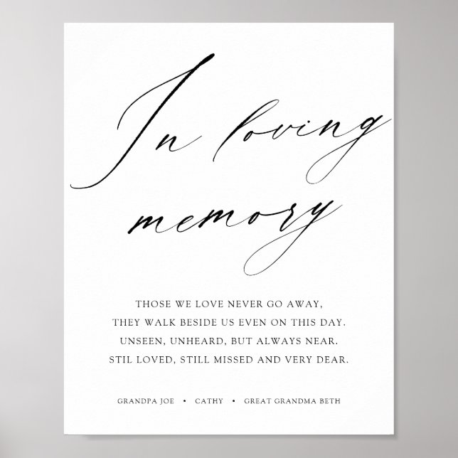 In Loving Memory Wedding Poster (Front)