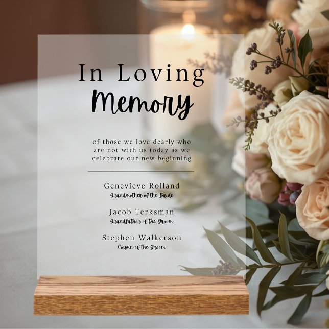 In Loving Memory Wedding Remembrance Acrylic Sign (In Loving Memory Wedding Remembrance Acrylic Sign)