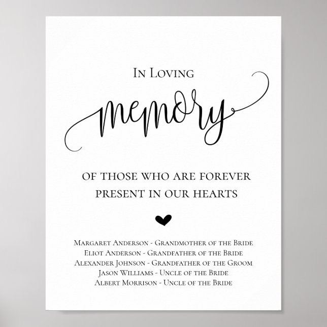 In loving memory wedding sign (Front)