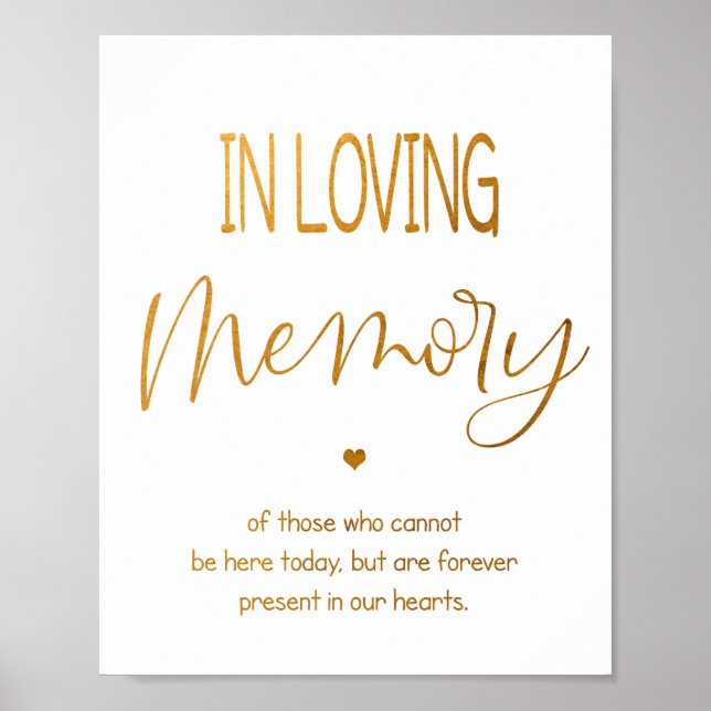 In Loving Memory wedding sign 8x10 poster (Front)