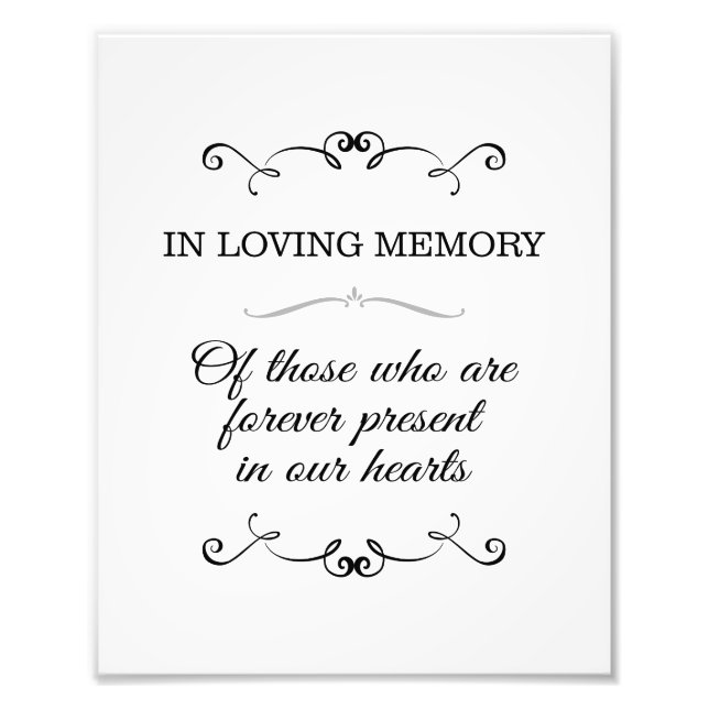 In Loving Memory Wedding Sign Photo Print (Front)