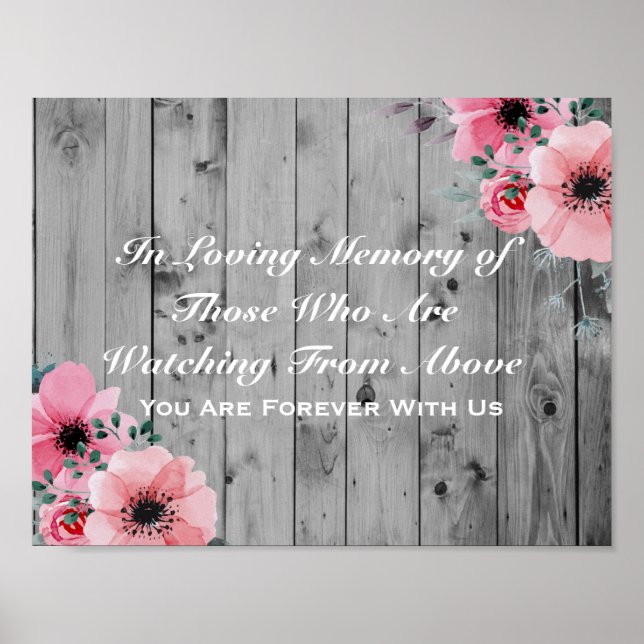 In Loving Memory Wedding Sign | Rustic Wood Floral (Front)