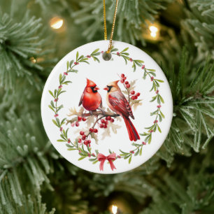 In Loving Memory - When Cardinals Appear  Ceramic Tree Decoration