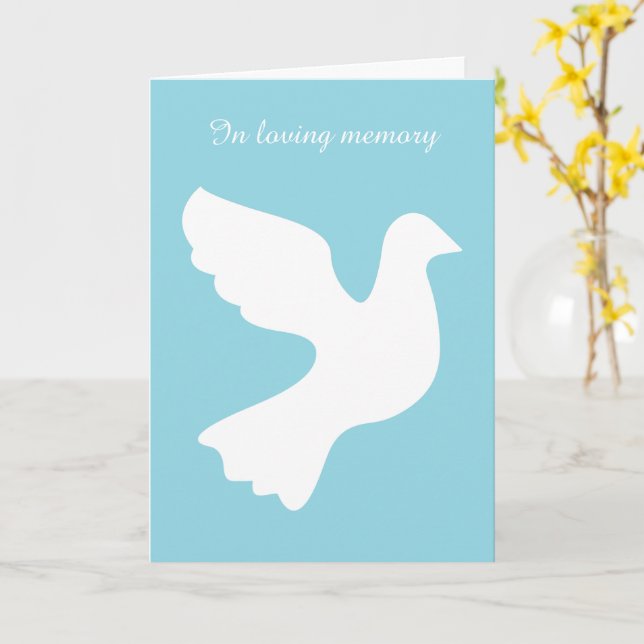 In loving memory White dove commemoration  Card (Yellow Flower)