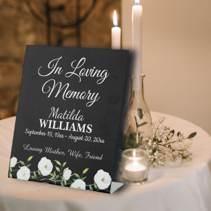 In Loving Memory White Floral Memorial Pedestal Sign