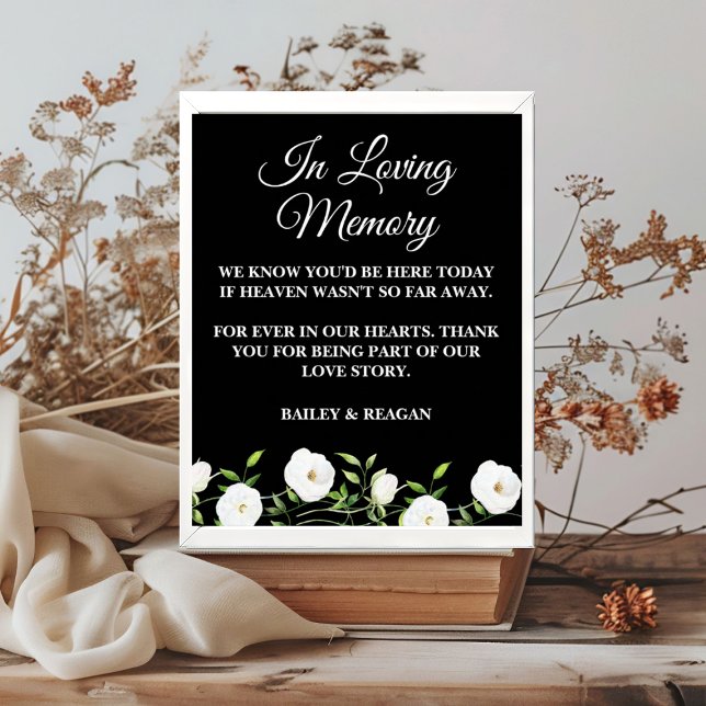 In Loving Memory White Floral Wedding Memorial Poster (Creator Uploaded)