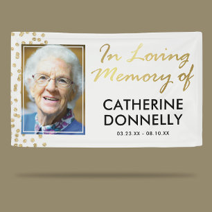 In Loving Memory   White Gold Memorial Photo Banner