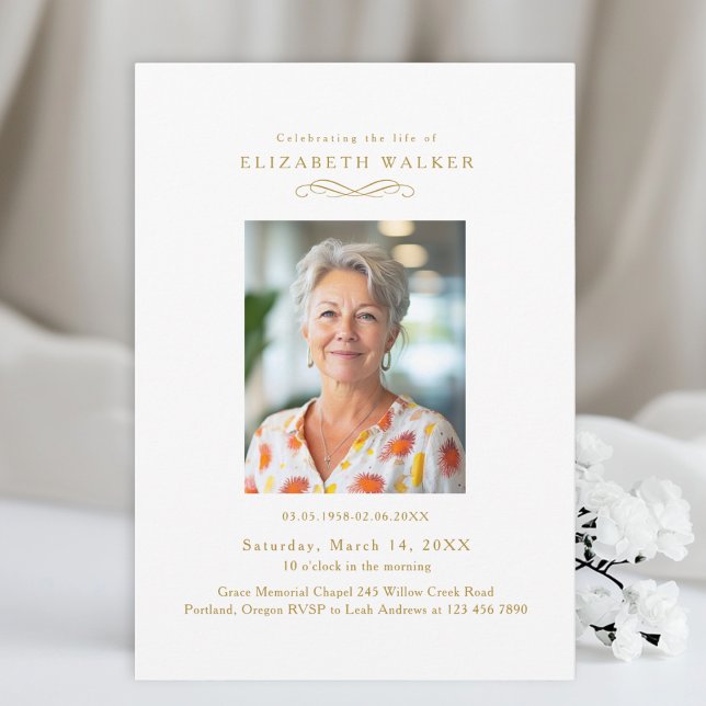 In Loving Memory White Photo Funeral Invitation (In Loving Memory White Photo Funeral Invitation)