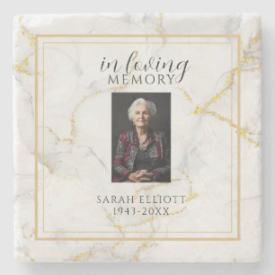 In Loving Memory with Photo marble gold Stone Coaster