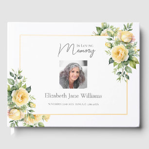 In Loving Memory Yellow Roses 1 Photo Guest Book