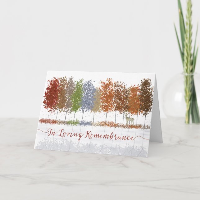 In Loving Remembrance Thanksgiving Trees Lone Deer Card (Front)