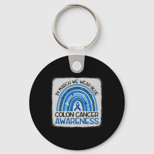In March Blue Ribbon Colon Cancer Awareness Month Key Ring