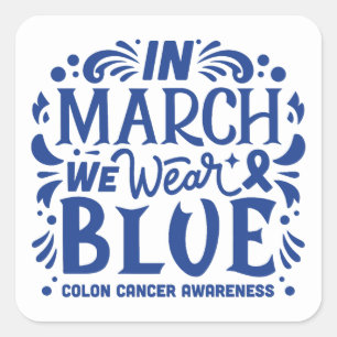 In march we wear blue square sticker