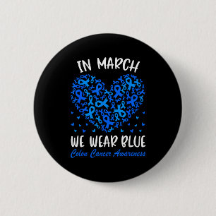 In march wear blue ribbon colon cancer awareness 6 cm round badge