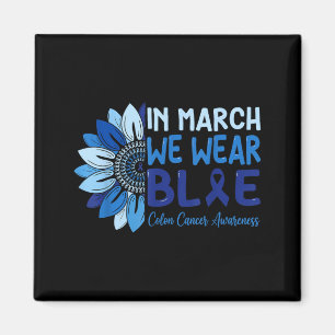 in March Wear Blue Ribbon Colon Cancer Awareness Magnet