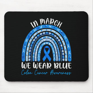 In march wear blue ribbon rainbow colon cancer mouse pad