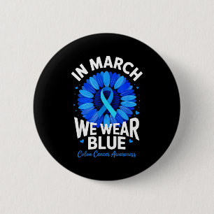 In march wear blue ribbon sunflower colon cancer 6 cm round badge