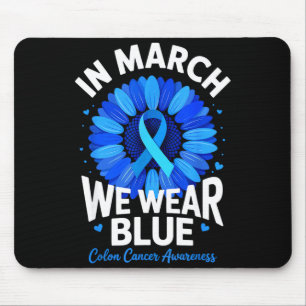 In march wear blue ribbon sunflower colon cancer mouse pad