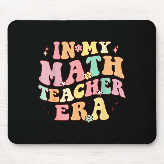 In Math Teacher Era Retro Back To School Groovy Mouse Pad (Front)