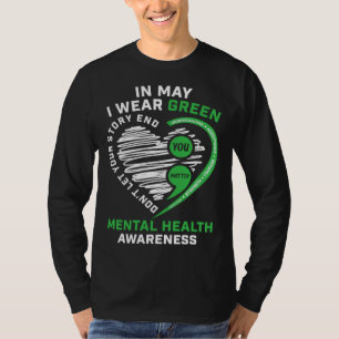 In May I Wear Green Semicolon Heart Mental Health T-Shirt