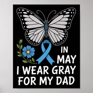 In May I Wear Grey Ribbon Brain Tumour Awareness A Poster