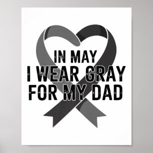 In May I Wear Grey Ribbon Brain Tumour Awareness A Poster