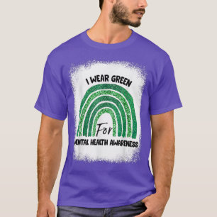 In May We Wear Green Bleached Mental Health Awaren T-Shirt
