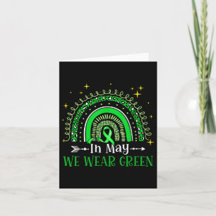 In May We Wear Green Boho Rainbow Mental Health Aw Card