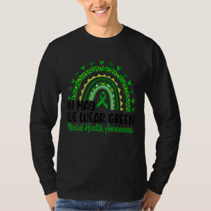 In May We Wear Green Leopard Rainbow Mental Health T-Shirt