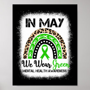 In May We Wear Green Mental Health Awareness Month Poster