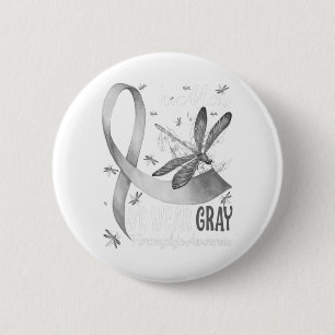 In May We Wear Grey Brain Cancer Awareness 6 Cm Round Badge