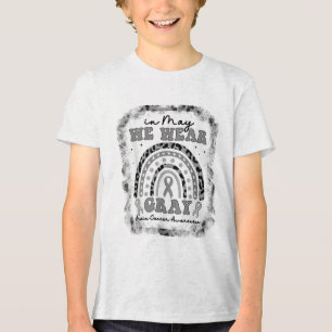 In May We Wear Grey Brain Cancer Awareness Groovy  Tri-Blend Shirt