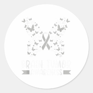 In May We Wear Grey Brain Cancer Tumour Awareness  Classic Round Sticker