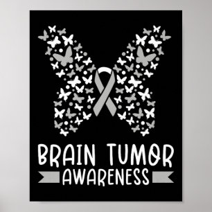 In May We Wear Grey Brain Cancer Tumour Awareness  Poster