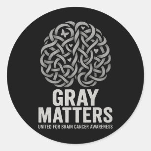 In May We Wear Grey Brain Tumour Awareness Month P Classic Round Sticker