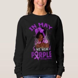 In May We Wear Purple Black Women Fibromyalgia Awa Sweatshirt