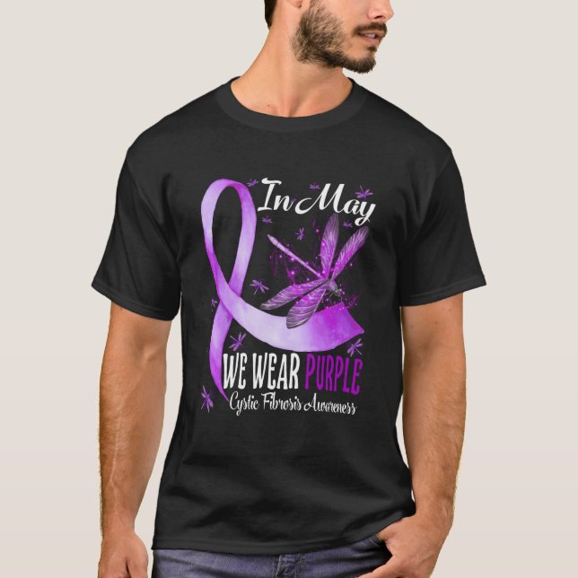 In May We Wear Purple Cystic Fibrosis Awareness T-Shirt (Front)