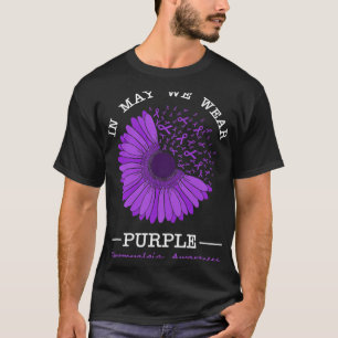 In May We Wear Purple Fibromyalgia Awareness Flora T-Shirt