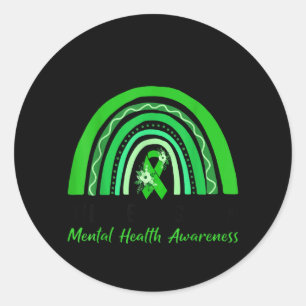 in May Wear Green Mental Health Awareness Men Classic Round Sticker