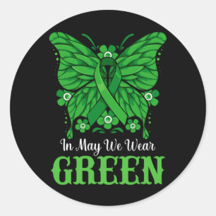 In May Wear Green Mental Health Awareness Warrior Classic Round Sticker