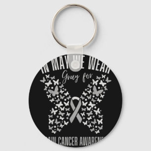 In May Wear Grey Brain cancer Awareness Grey Key Ring
