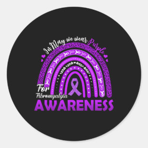 In May Wear Purple Ribbon For Fibromyalgia Awarene Classic Round Sticker