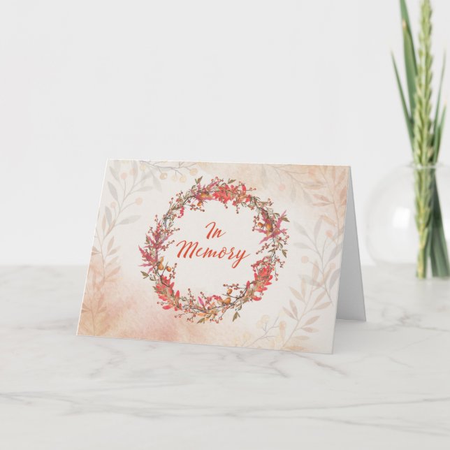 In Memory at Thanksgiving With Autumn Wreath Card (Front)