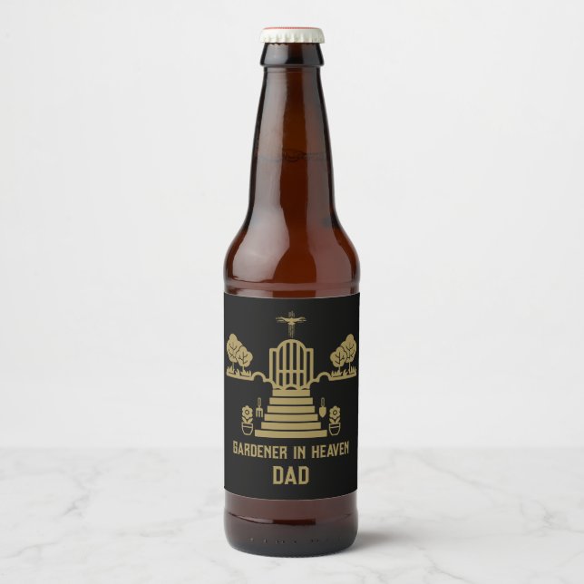 In Memory Bereavement Gardener Funeral Beer Bottle Label (Front)