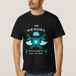 In Memory Black Motorbike Rider Biker Funeral T-Shirt