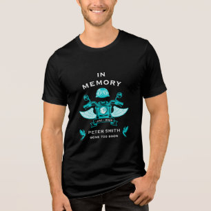 In Memory Black Motorbike Rider Biker Funeral Tri-Blend Shirt